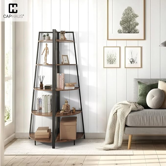 CAPHAUS Tall Corner Shelf Stand, 6-Tier Display Shelves, Ladder Corner Wood - Image 7