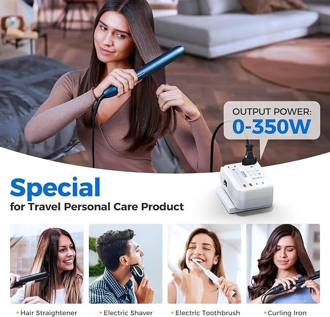 DOACE 220V to 110V Converter for European Travel - 350W Cordless Voltage - Image 2