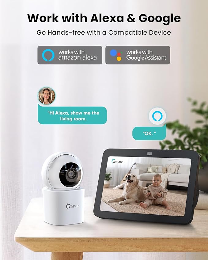CAMSTRO 3K Indoor Security Camera 2 Pack, 360° Pan/Tilt WiFi Camera - Image 7