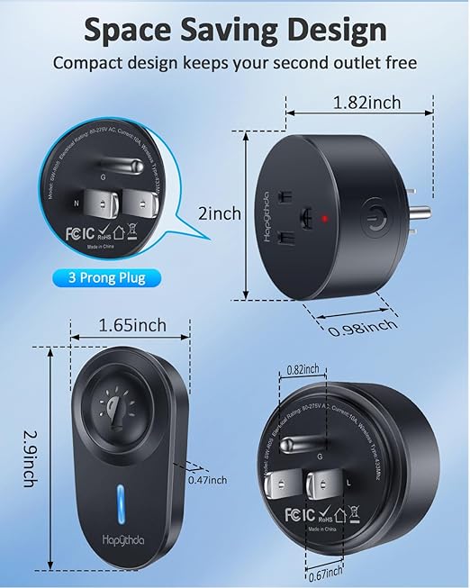 HAPYTHDA Remote Control Outlet, 500 Feet RF Range Remote Light Switches Kit - Image 3