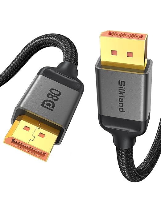 Silkland 80Gbps DisplayPort Cable 2.1 10FT/3M, DP 2.1 Cable 16K, DP80 HDR DSC by Silkland