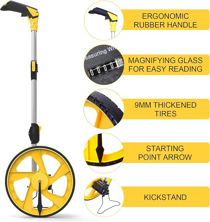 Zozen Measuring Wheel in Feet and Inches, Mechanical/Double Collapsible/One Key - Image 4