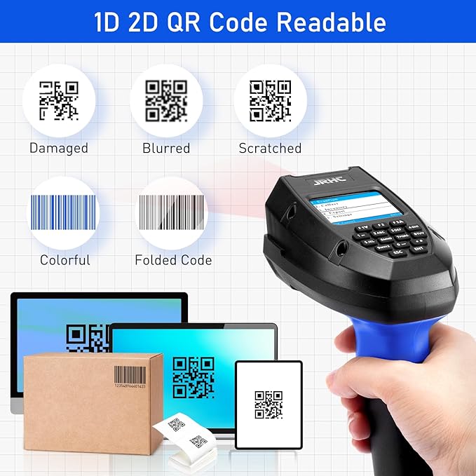 1D 2D Barcode Scanner Wireless, JRHC Portable Inventory Scanner & Data - Image 2