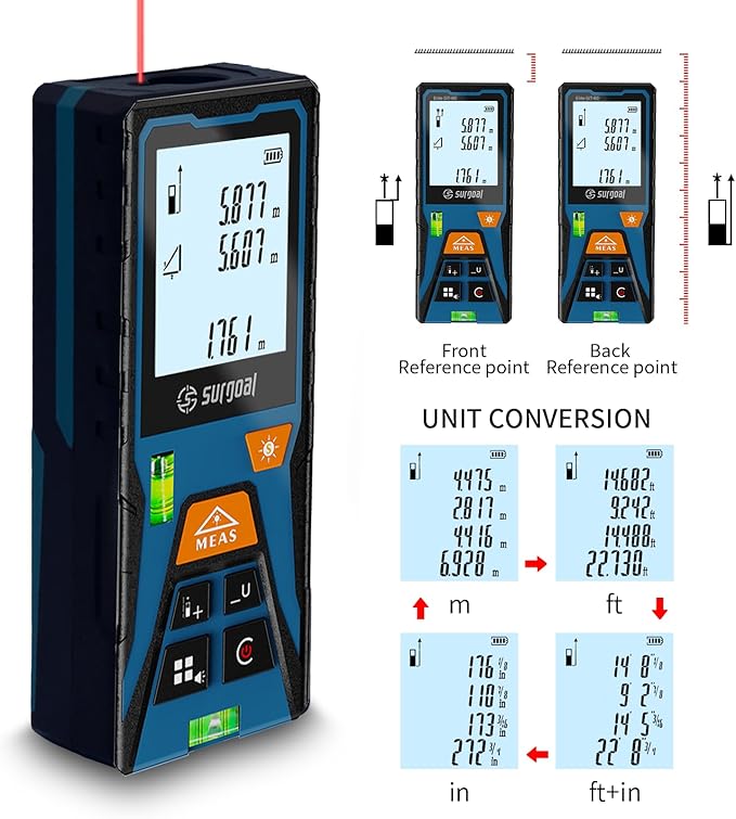 Laser Distance Meter 196ft – Digital Laser Measuring Tool - Image 4