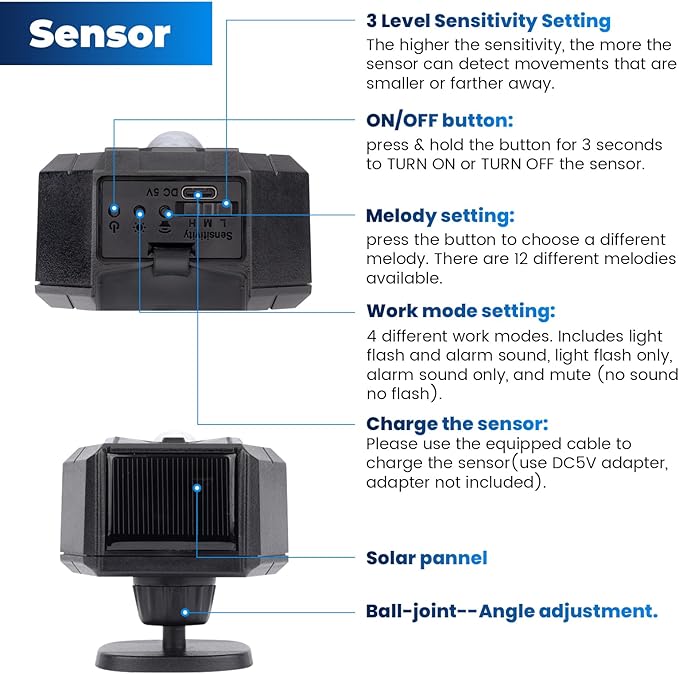 Solar Driveway Alarm Wireless Outside Weatherproof 1/2 Mile Long Range - Image 9