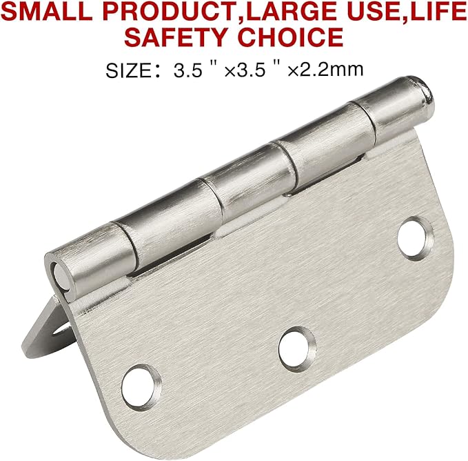 30 Pack Rounded Brushed Nickel Door Hinges 3.5 Inch 5/8" Radius 3 1/2" Satin - Image 4