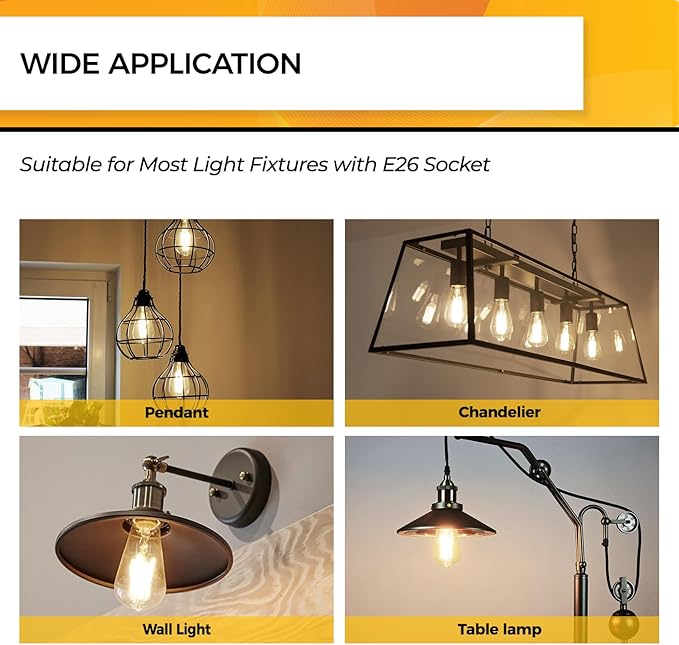 Hizashi Led Edison Bulbs Dimmable, 6W Equivalent 60W, 3000k Soft White - Image 6