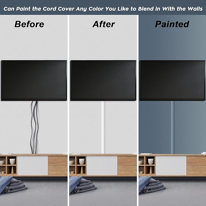 YCLYC 62.8in Cable Cover Wall, Paintable Cord Cover Wall Kit, Cord Hiders - Image 6