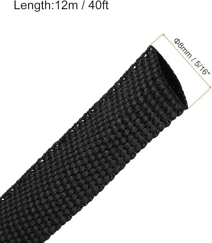 MECCANIXITY Braided Cable Sleeves Heat Shrinkable Fabric Sleeving, 5/16" 40ft - Image 2
