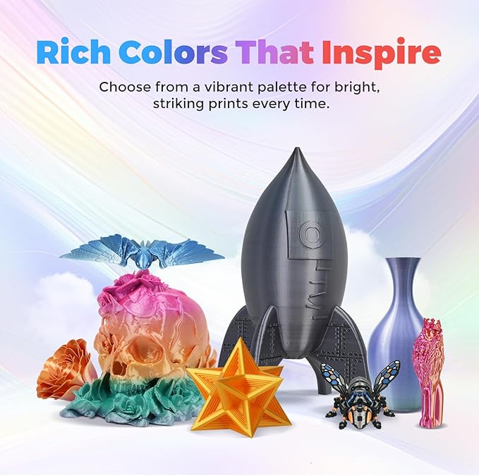 FLASHFORGE Silk PLA Filament 1.75mm, 3D Printer Filament 1kg Spool, Smooth and - Image 3