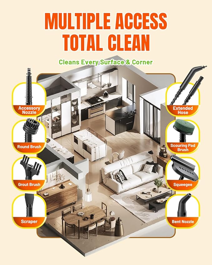 TEEVOGO Handheld Steam Cleaner for Home, Portable Steamer Cleaner - Image 6