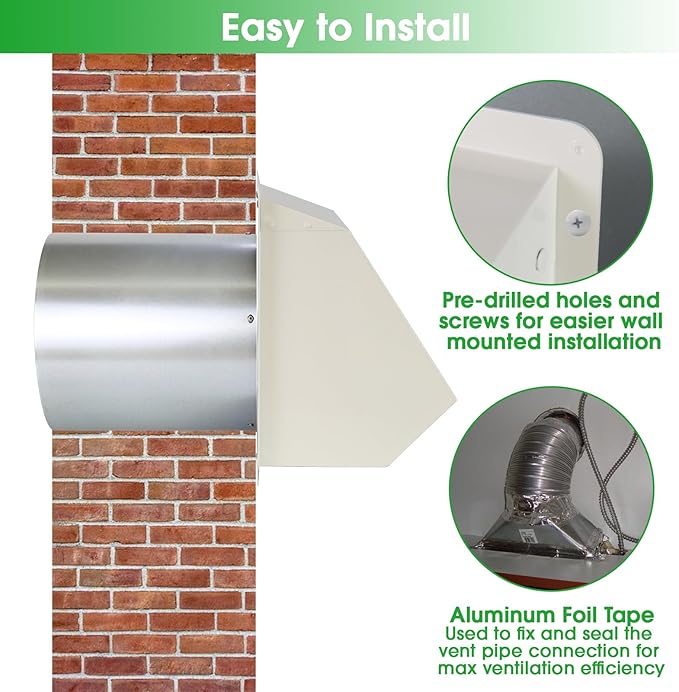 10 Inch Hooded Wall Vent with Screen and Damper, Outdoor Wall Exhaust Vent - Image 5