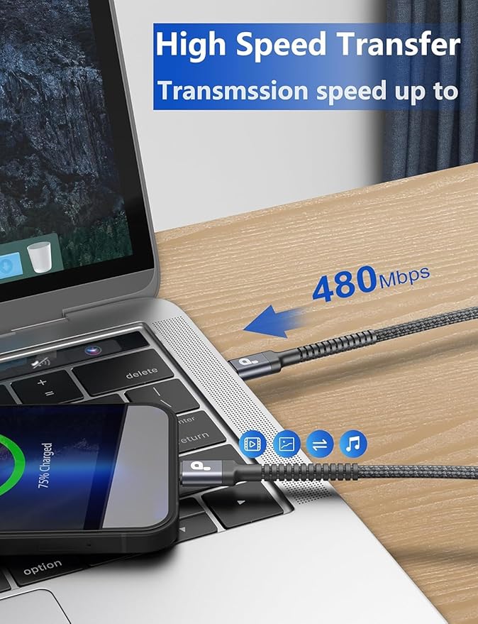 PRAKIE USB C Cable 3FT, USBC Fast Charging Nylon Braided USBC iPhone Charger - Image 4