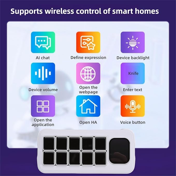 VELATEMOR AI Voice Control Panel, 10 LCD Mechanical Buttons 2.01 Inch Auxiliary - Image 8