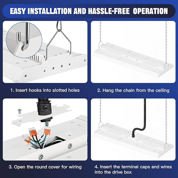 JTT LED Linear High Bay Light, 200/150/100W 2FT 30000LM Shop Light Commercial - Image 6