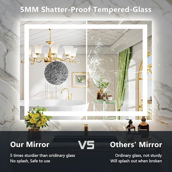 YEELAIT 44x36 Inch LED Bathroom Mirror - Image 6