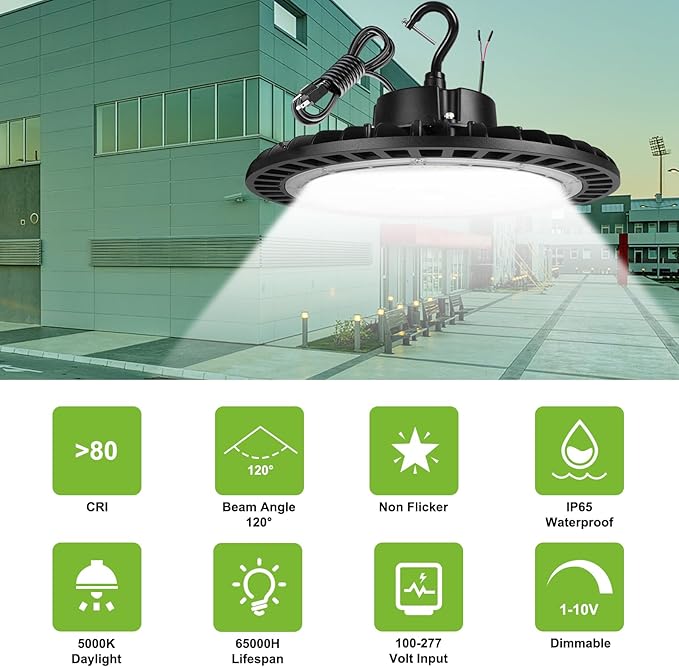 High Bay Led Shop Lights 200W 1-10V Dimmable UFO LED High Bay Light 200W 5000K - Image 2
