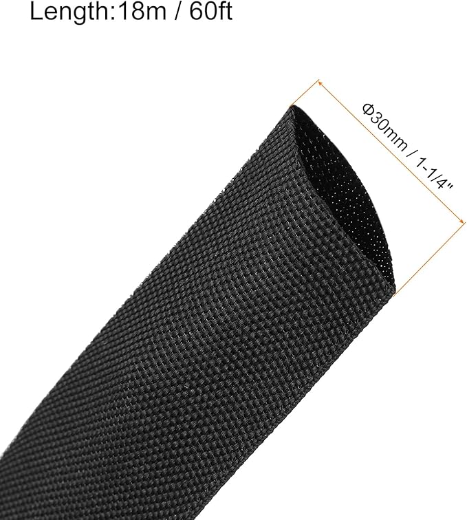 MECCANIXITY Braided Cable Sleeves Heat Shrinkable Fabric Sleeving, 1 1/4" 60ft - Image 2