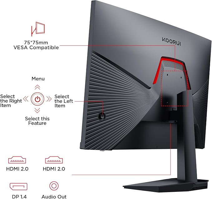 KOORUI 24" Gaming Monitor, 200Hz 1ms Fast IPS, FHD HDR400 Display, 90% DCI-P3 - Image 9
