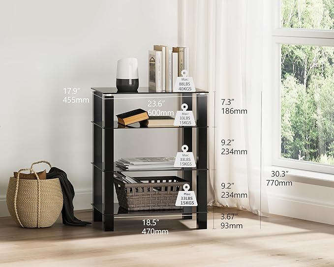 FITUEYES 4-Tier Media Stand Audio/Video Component Cabinet - Image 5