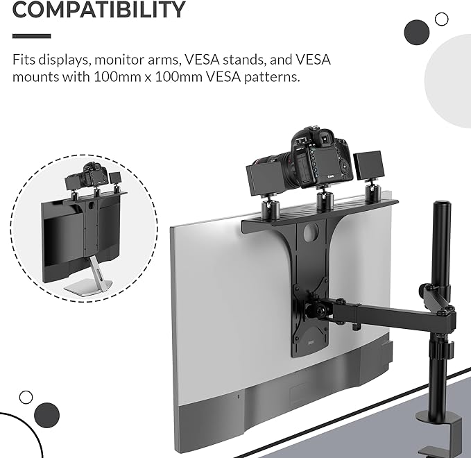 HumanCentric DSLR Monitor Mount Large, Desk Camera Mounting, Light Webcam - Image 6