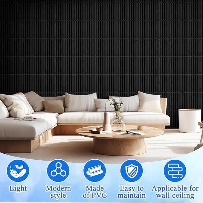 Nuanchu 90 Pcs 3D Slat Wall Panels 12 x 12 Inch PVC Fluted Textured Panel - Image 5