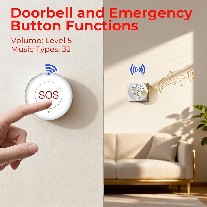 Hapippofa Caregiver Pager Elderly Alert Call Button Life Alert Systems - Image 5