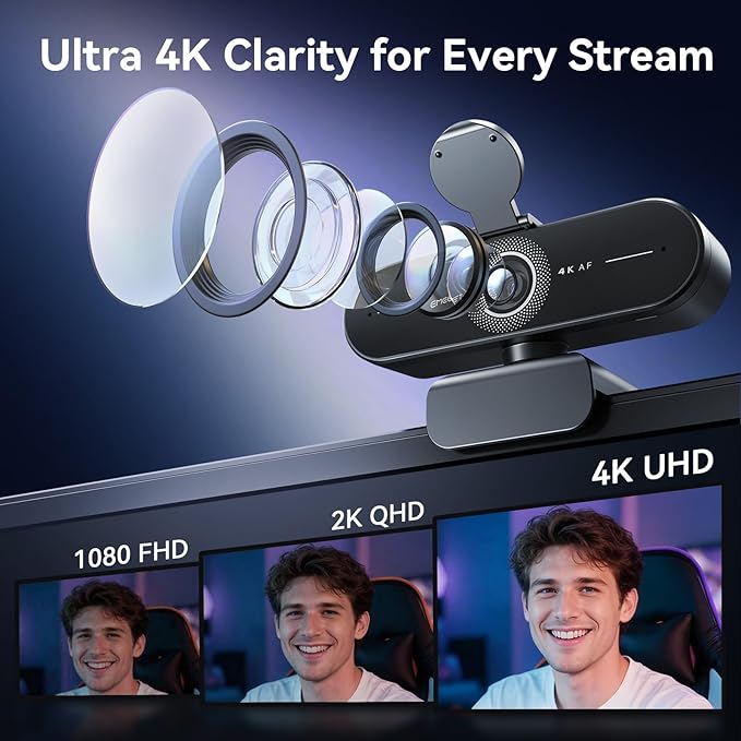 EMEET C60E 4K Webcam with Tripod, Streaming Camera with PDAF Autofocus - Image 4