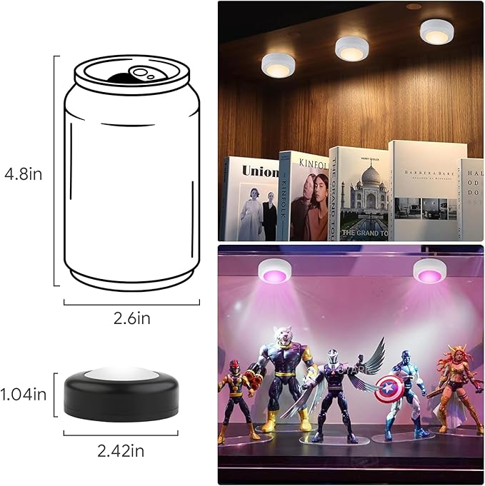 Yiliaw 3 Pack LED Puck Lights Remote Control 16 Color Changeable Under Cabinet - Image 6