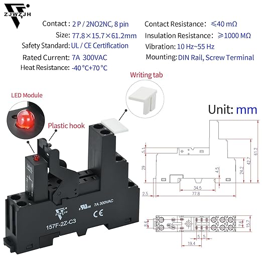 UL Listed 6Pcs 24VAC Relay Electromagnetic Power Relay 8Amp 8Pins DPDT - Image 5