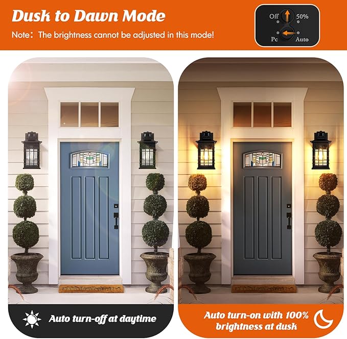 Motion Sensor Outdoor Light Fixture Wall Mount, Dusk to Dawn Oil-Rubbed Bronze - Image 3