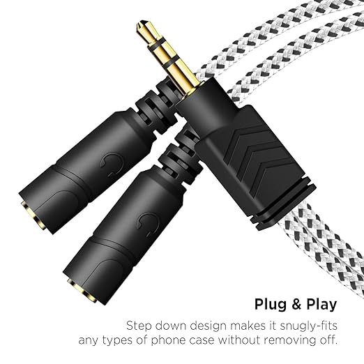 DUKABEL Headphone Splitter, Knitted 3.5mm Audio Splitter TRS 3-Pole Aux - Image 2
