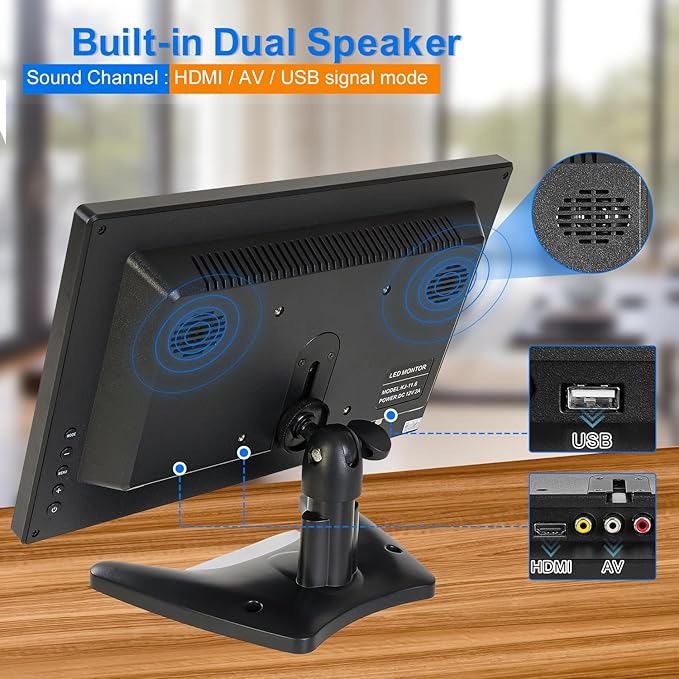 Suprlipy 12 inch FHD Small IPS Monitor LCD Display Screen 1920x1080 60Hz 16:9 - Image 5
