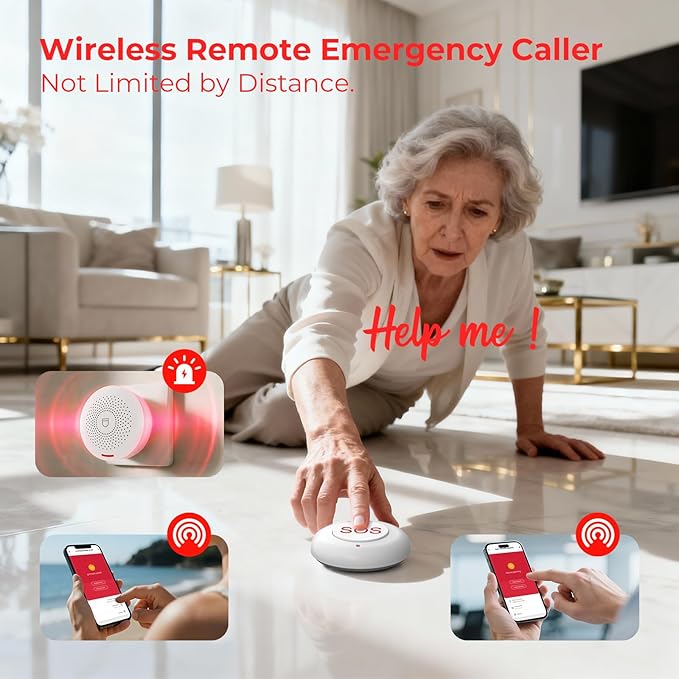 Hapippofa Caregiver Call Button Elderly Alert Call Button Life Alert Systems - Image 2