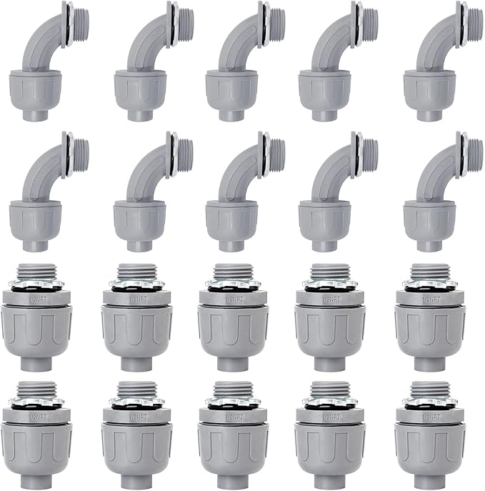 1/2 inch Liquid Tight Connector PVC Flexible Conduit Connector UL Listed Liquid by Wocloer