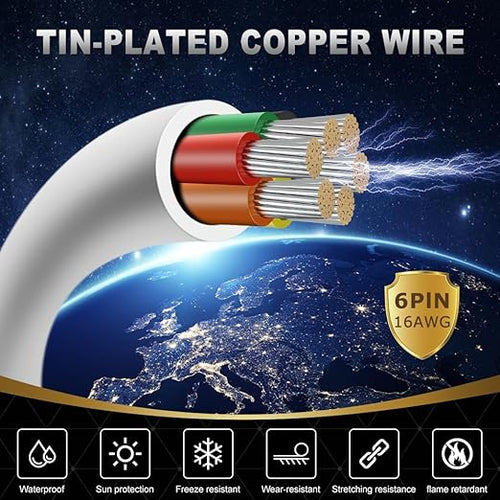 16 Gauge 6 Conductor Electrical Wire, 16.4FT White Stranded Low Voltage 16/6 - Image 2