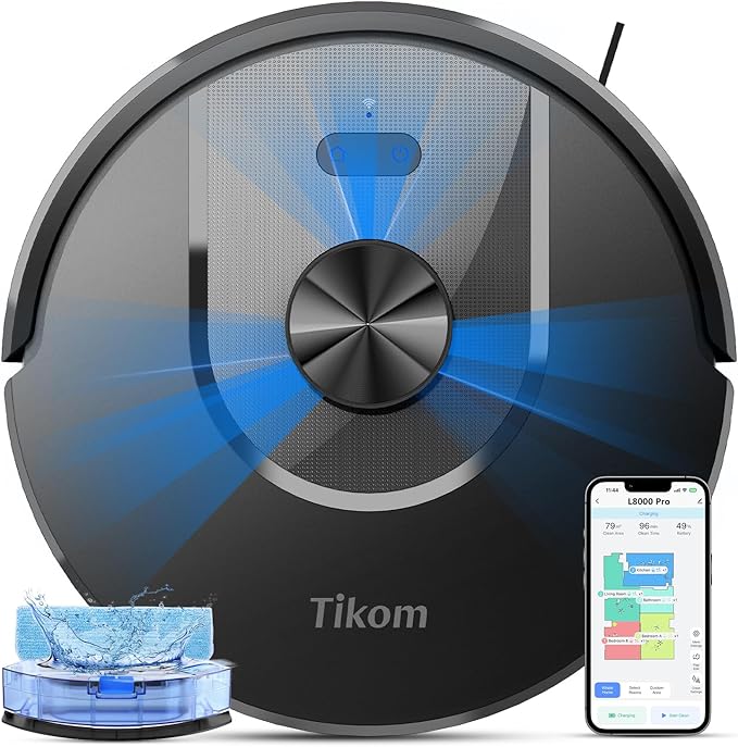 Tikom Robot Vacuum and Mop Combo, 6000Pa Automatic Robotic Vacuum Cleaner by Tikom