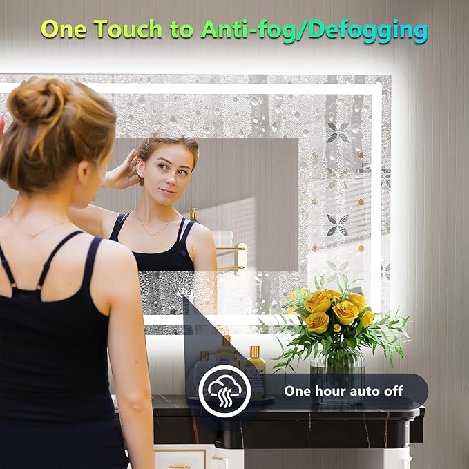 YEELAIT 55x40 Inch RGB LED Bathroom Mirror Front Light and RGB Backlit Lighted - Image 5