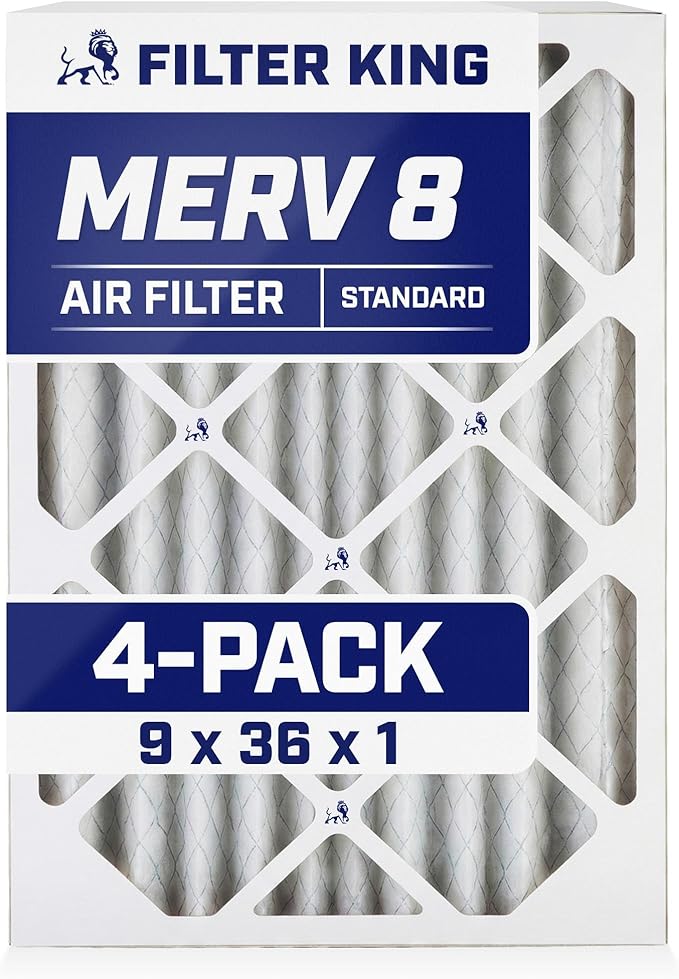 Filter King 9x36x1 Air Filter | 4-PACK | MERV 8 HVAC Pleated A/C Furnace by FilterKing