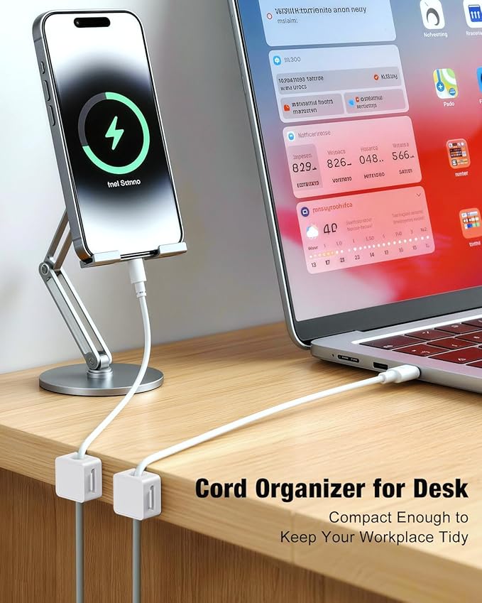 Magnetic Cable Clips, 12 Pack Cord Holder, Desk Cable Management, Adhesive Wire - Image 2