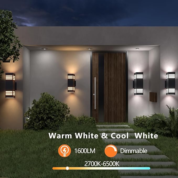 rosykite Smart Outdoor Sconce Lights 2 Pack, Up Down Wall Porch Lights RGB - Image 8