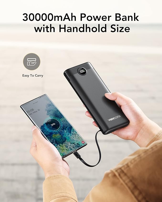 Power Bank 30000mAh, VEEKTOMX 22.5W Fast Charging Portable Charger built in - Image 7