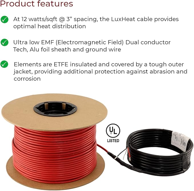 LuxHeat 60sqft Floor Heating Cable Kit - 240v Tile Floor Heating Kit - Heated - Image 8