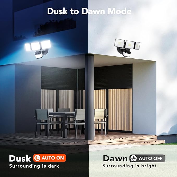 OREiN 4500LM/30W Flood Lights Outdoor, 180°/50FT Motion Sensor Outdoor Lights 3 - Image 2