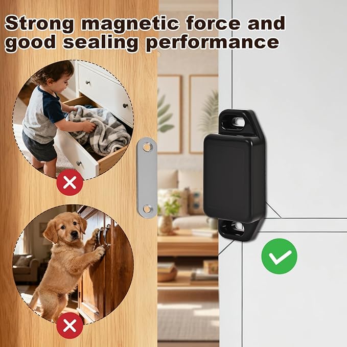 8 Pack Magnetic Push Latch, Heavy Duty Magnetic Touch Latch, - Image 3