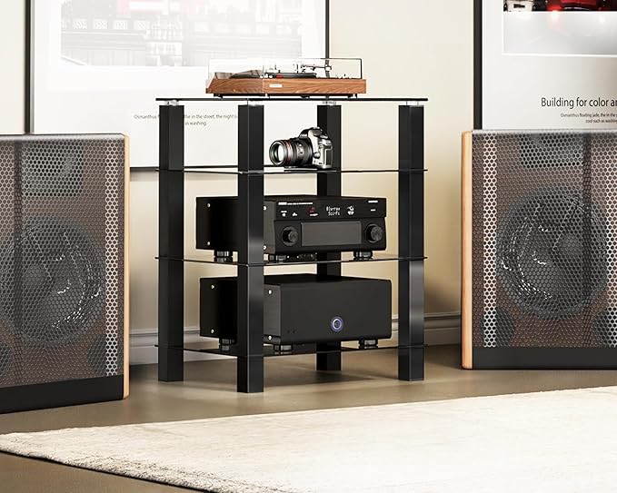 FITUEYES 4-Tier Media Stand Audio/Video Component Cabinet - Image 7