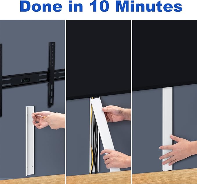 ZhiYo 34in TV Cord Hider for Wall Mounted TV, Large Cord Cover Wall, PVC Cable - Image 7