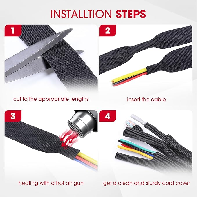 Sonoreboom 2 in 1 Heat Shrink Braided Sleeving Fabric Tubing-Ideal fit - Image 9