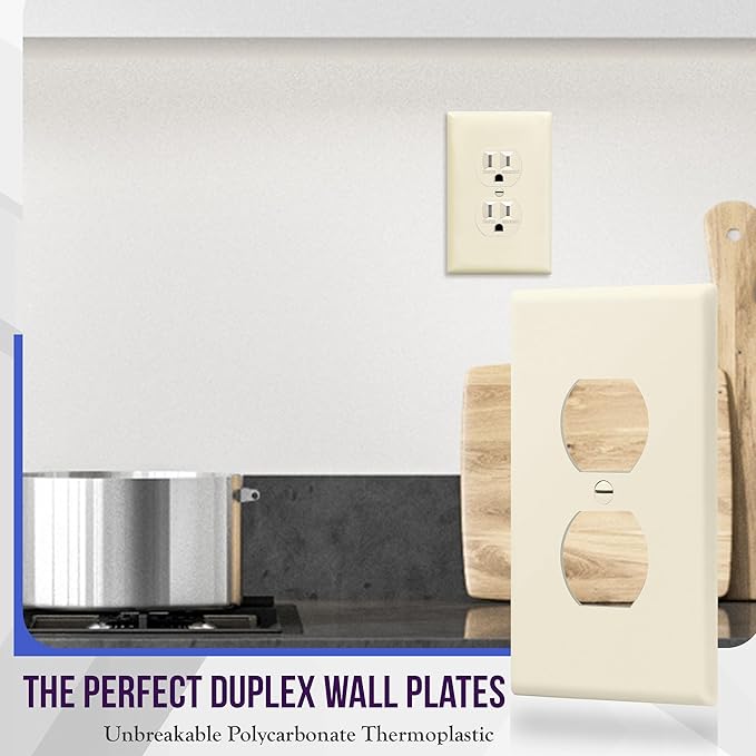 ENERLITES Duplex Receptacle Outlet Wall Plate, Gloss Finish, Midway Size 1-Gang - Image 3