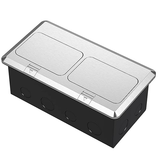 KYHSHJ Dual Pop-Up Floor Electrical Outlet Box Kit，20 Amp Stainless Steel USB - Image 4